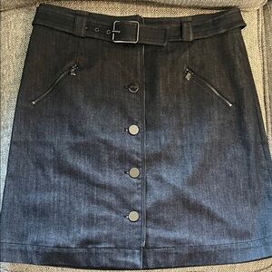 WORTH Black Denim Biker Button/Zipper front Jean Skirt NWOT Size 12
